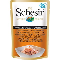 Patée En Sachet Humide Schesir Pour Chat 50 G Thon Crevettes 50gr