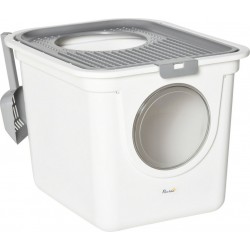 Maison De Toilette Portable Pour Chat Avec Pelle Blanc Gris