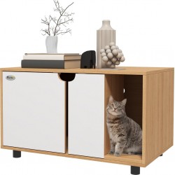 Maison De Toilette Chat Style Scandinave Portes, Aérations Naturel Blanc