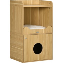 Clair Maison De Toilette Chat Porte, Niche, Coussin, Plateau Aspect Bois Clair