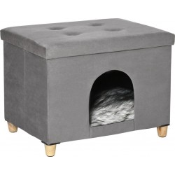 NC Niche Chat Maison De Chat Sur Pied Repose-pied 2 En 1 Gris