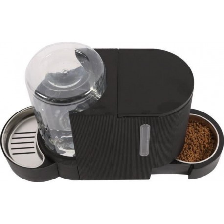 Duplo Distributeur De Croquettes Et D'eau M.pets 1,3Kg/3l 40x16.2x29.1 Cm Noir