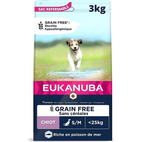 NC Croquette Eukanuba Sans Céréales Chiot & Junior Petites Et Moyennes Races Poissons 3Kg