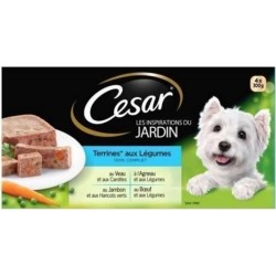 Cesar Barquettes En Terrine 4 Varietes Pour Chien Adulte 4 X 300