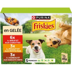 PURINA Pâtée pour chien adulte en gelée au bœuf, poulet et agneau 12 sachets