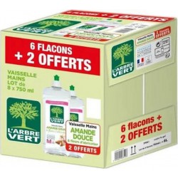 L'Arbre vert Liquide vaisselle Amande douce 8x750ml 6L