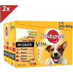 NC 48 Sachets Fraã®cheur En Sauce 4 Variã©tã©s Pour Chien 100g (2x24) les 2 sachets de 2.4Kg