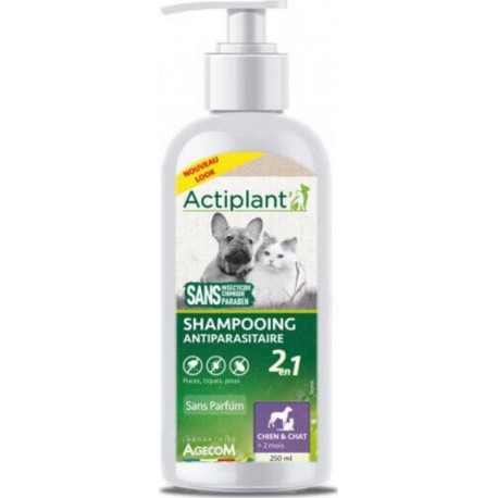 Shampooing Antiparasitaire Actiplant 2 En 1 Peau Sensible Chien Et Chat 250ml