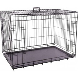 NC Cage Métallique Avec Porte Coulissante 108x71,5x76 Cm Noir Flamingo