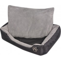 NC Lit Pour Chiens Avec Coussin Rembourré 90 Cm Noir 02_0001574