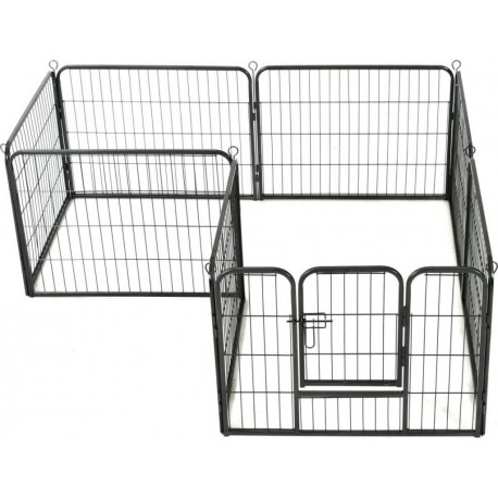 Parc Pour Chiens 8 Panneaux Acier 60 X 80 Cm Enclos Pour Chiens Noir 02_0000566