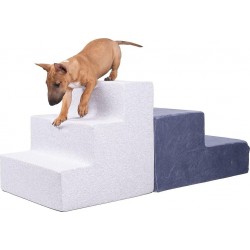 NC Escalier Pour Petits Chiens 3 Marches Escalier Pour Chats, 45 Cm De Haut Pour Canapé Et Lit, Gris