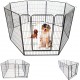 Parc Enclos Pour Chien Chiot Et Lapin Gardeo100x120x8, 8 Panneaux 100x120cm, 4m2, Modulable, Intérieur Et Extérieur, Pl