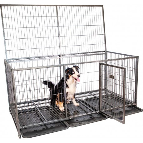 NC Cage Pour Chien Intérieur Et Extérieur Mouvedy2xl, 180x93x89cm, Caisse De Transport, Roues Verrouillables, Pliable, 2 P