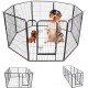 Parc Enclos Pour Chien Chiot Et Lapin Gardeo80x100x8, 8 Panneaux 80x100cm, 2,56m2, Modulable, Intérieur Et Extérieur, P