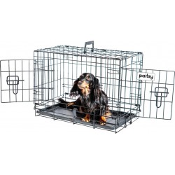 NC Cage Pour Chien Fortressooxs, Caisse De Transport Pour Chien Et Chiot 56x33x41cm, Pliable, 2 Portes, Plateau Amovible,