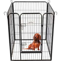 Parc Enclos Pour Chien Chiot Et Lapin Gardeo80x100x4, 4 Panneaux 80x100cm, 0,64m2, Modulable, Intérieur Et Extérieur, P