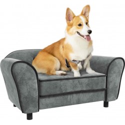 NC Canapé Pour Chien Design Coussin Déhoussable Velours Gris