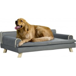 NC Canapé Chien Lit Pour Chien Design Scandinave Avec Coussin Gris