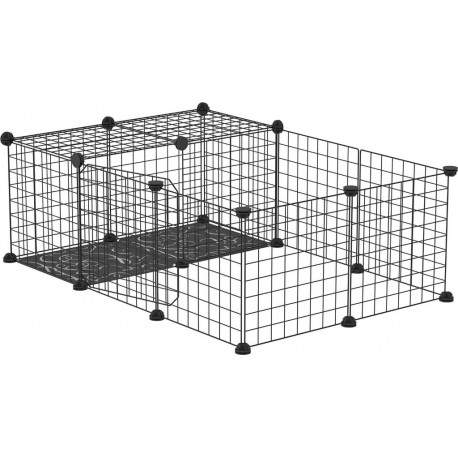 Cage Parc Enclos Rongeurs Modulable Pp Fil Métallique Noir