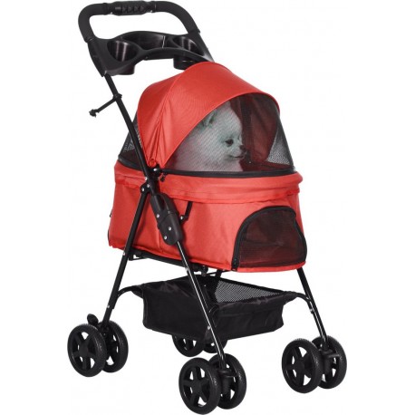 NC Poussette Buggy Pliable Chien Chat Panier Rangement 4 Roues