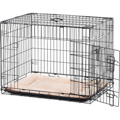 NC Cage De Transport Pliante Pour Chien Métal Noir 106x71x76cm Matelas Fourni Pawhut