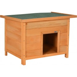 Dim Niche Chien Sur Pied Dim. 85l X 58l X 58h Cm Toit Ouvrant Bitumé Vert Bois Sapin Pré-huilé