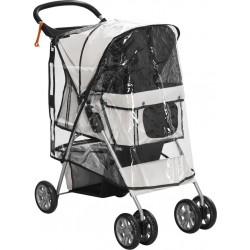 NC Poussette Buggy Pliable Pour Chiens Tissu 600d Oxford Imperméable 4 Roues Gris