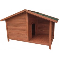 NC Niche Pour Chien Rio Avec Patio En Bois Naturel