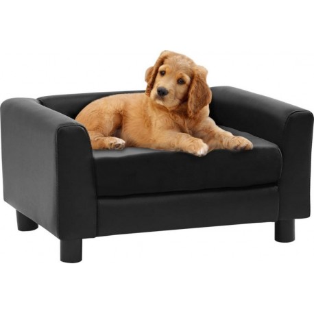 NC Canapé Pour Chien Noir 60x43x30 Cm Peluche Et Similicuir Vidaxl