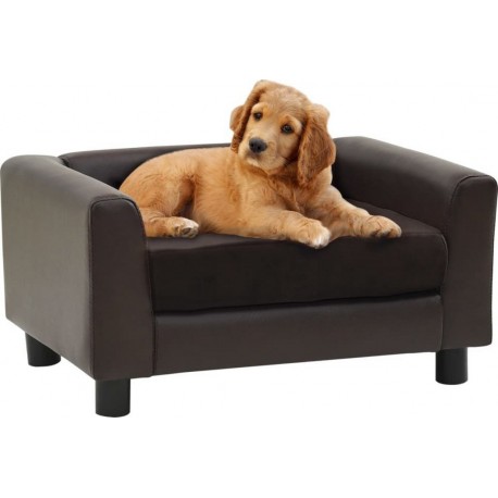 NC Canapé Pour Chien Marron 60x43x30 Cm Peluche Et Similicuir Vidaxl