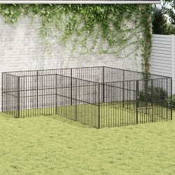 NC Parc Pour Chien 12 Panneaux Noir Acier Galvanisé Vidaxl