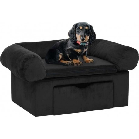 NC Canapé Pour Chien Avec Tiroir Noir 75x50x38 Cm Peluche Vidaxl