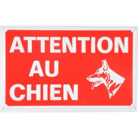 NC Plaque Décorative attention Au Chien 16cm Rouge