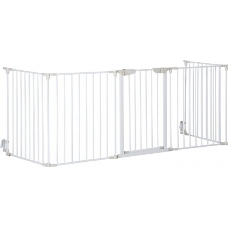 Barrière De Sécurité Parc Enclos Chien Modulable Pliable Avec Porte Blanc