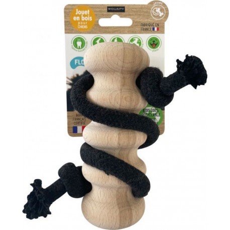 NC Jouet Pour Chien En Bois Avec Corde Wave T14 Cm