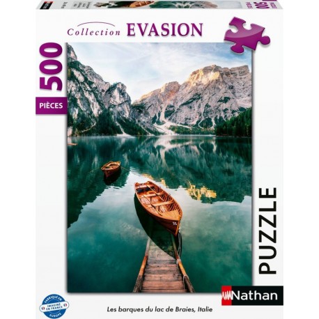 NATHAN Puzzle Collection Evasion Les Barques du lac Braiees 500 pièces la boîte