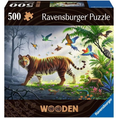 Ravensburger Puzzle En Bois Rectangulaire 500 Pcs Tigre De La Jungle