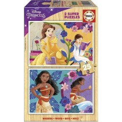 Disney Princess (bella + Vaiana) 2 Puzzles En Bois