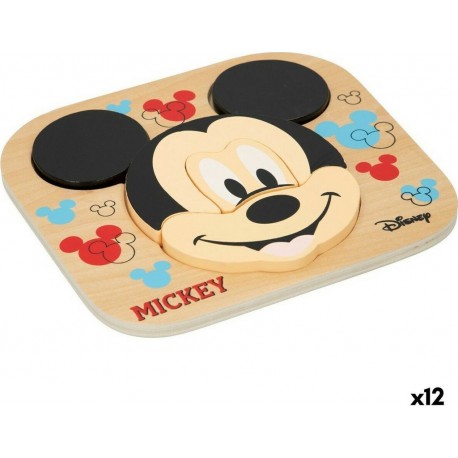 Disney Puzzle Enfant En Bois Mickey Mouse + 12 Mois 6 Pièces (12 Unités)