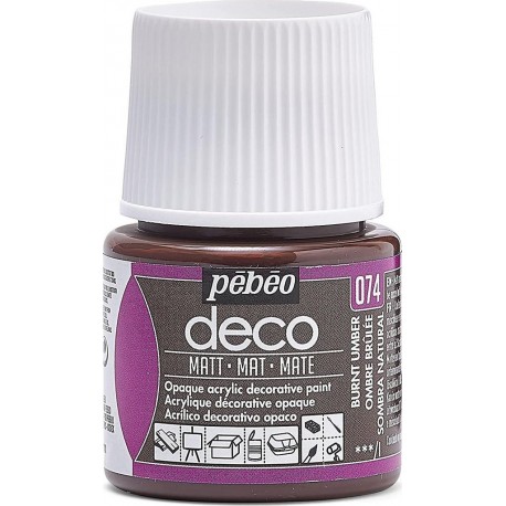 NC Pébéo Flacon 45 Ml Peinture Acrylique Déco Mat Ombre Brulée