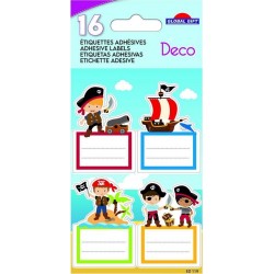 NC 16 Étiquettes Adhésives Scolaires Rectangle Pirates Dorures