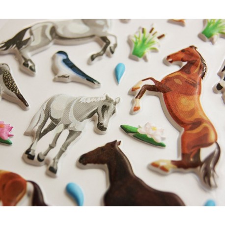 NC Scène À Décorer Pour Enfants Chevaux Stickers Puffies