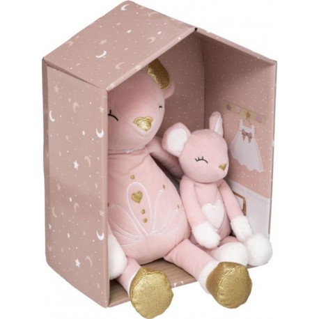 NC Lot De 2 Peluches Enfant souris & Maman 28cm Rose