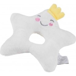 Doudou Avec Hochet étoile 12cm Blanc