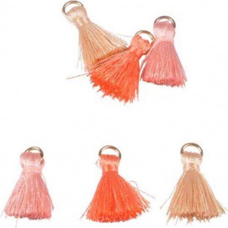 NC Lot De 6 Mini Pompons bijoux 1cm Rose & Corail