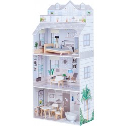 NC Maison De Poupée Fille Enfant En Bois Grise 3 Étages Jouet Td-11683d Teamson Kids