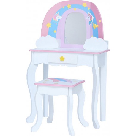 NC Coiffeuse Enfant Table De Maquillage Arc-en-ciel Td-13543f Teamson Kids