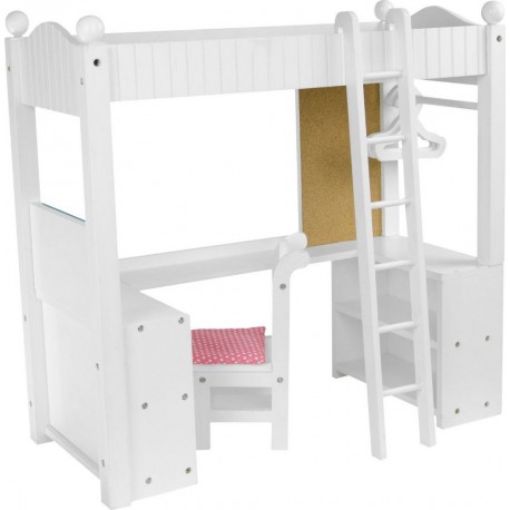 NC Lit Superposé Mezzanine Avec Bureau Rangement Pour Poupée Jeux Td-0204a Teamson Kids