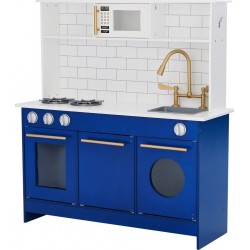 NC Jeu De Cuisine Bleu En Bois Pour Enfant Fille Et Garçon Td-12681b Teamson Kids